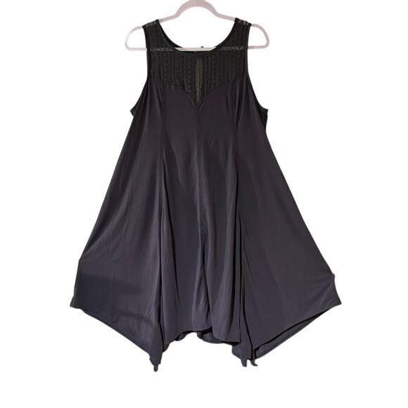 Torrid Swing Tent Dress SZ 2X Charcoal Gray Sleeveless Lace Yoke Handkerchief - Picture 2 of 11